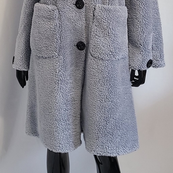 *New* Only Accessories Faux Sherpa Jacket BLUE M/L - Picture 2 of 5